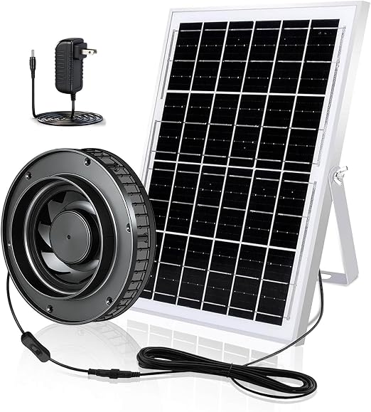 Solar Exhaust Fan with 20W Solar Panel, 12V DC Powered Ventilation Fan, 3.6W, 430 CFM Airflow, 2500 RPM, for Shed, Chicken Coop, Attic, Roof Vent