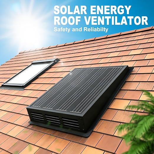 25W Solar Exhaust Fan: 2500 RPM High-Speed Exhaust Fan with 12V Monocrystalline Solar Panel, IP67 Waterproof, 13x13x3.5inches for Attic, Garage, RV, Shed – Easy Installation, Energy Efficient (Black)
