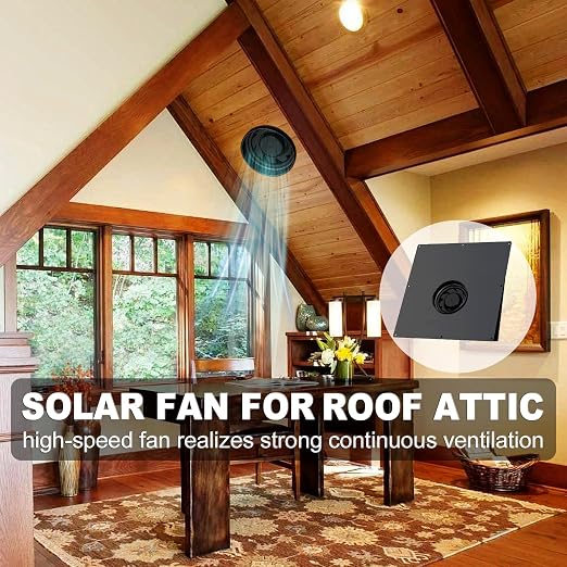 25W Solar Exhaust Fan: 2500 RPM High-Speed Exhaust Fan with 12V Monocrystalline Solar Panel, IP67 Waterproof, 13x13x3.5inches for Attic, Garage, RV, Shed – Easy Installation, Energy Efficient (Black)
