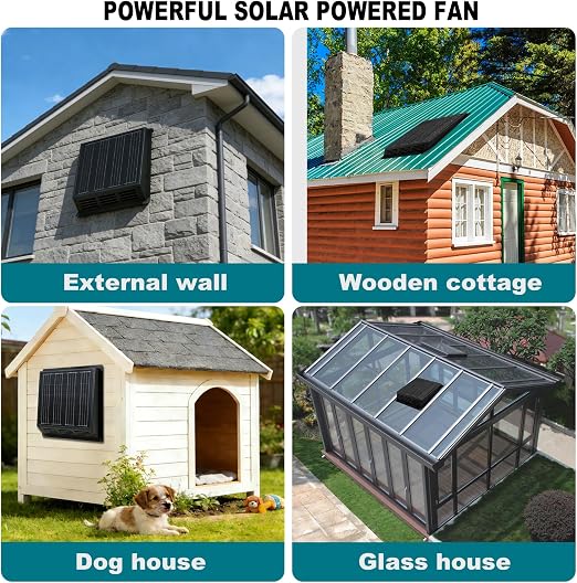 25W Solar Exhaust Fan: 2500 RPM High-Speed Exhaust Fan with 12V Monocrystalline Solar Panel, IP67 Waterproof, 13x13x3.5inches for Attic, Garage, RV, Shed – Easy Installation, Energy Efficient (Black)